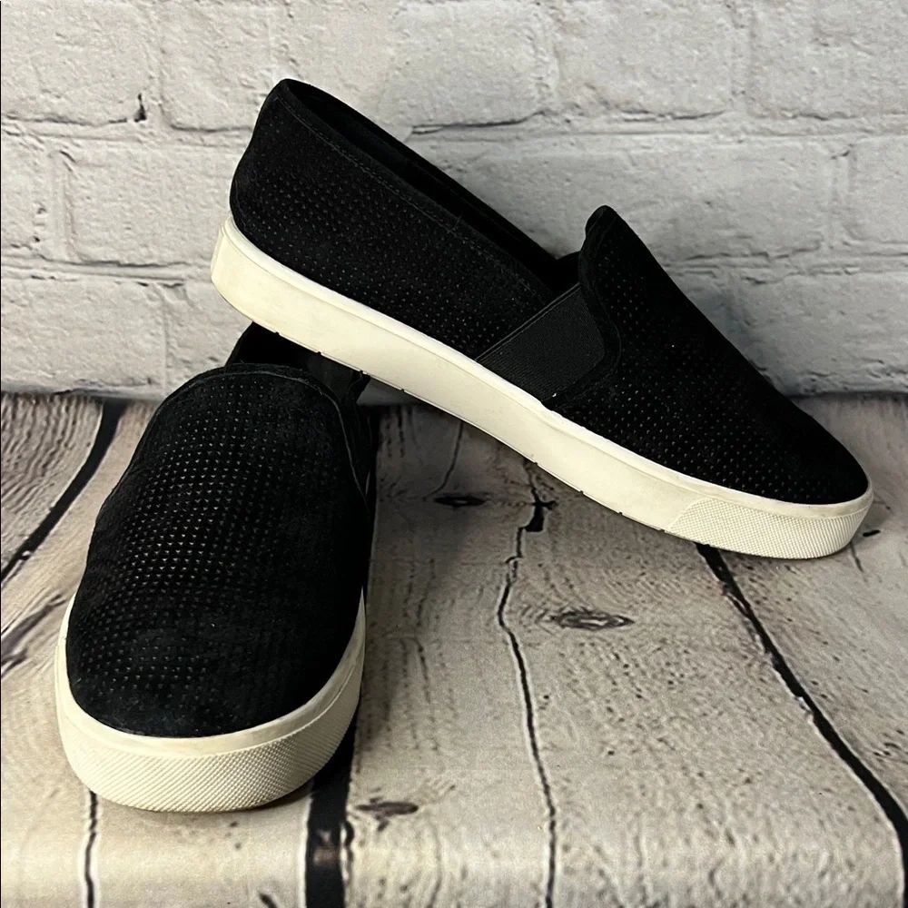 * Vince Black Slip-On Sneakers with White Sole